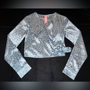 ASOS SomethingNew Blue Long Sleeve Crop Top